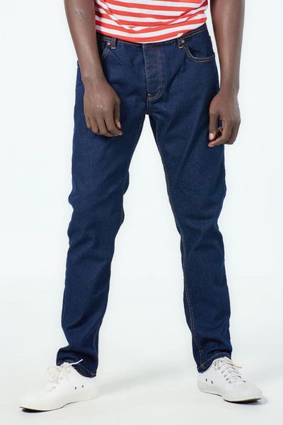 dark blue men's jeans 
dark blue men's jeans