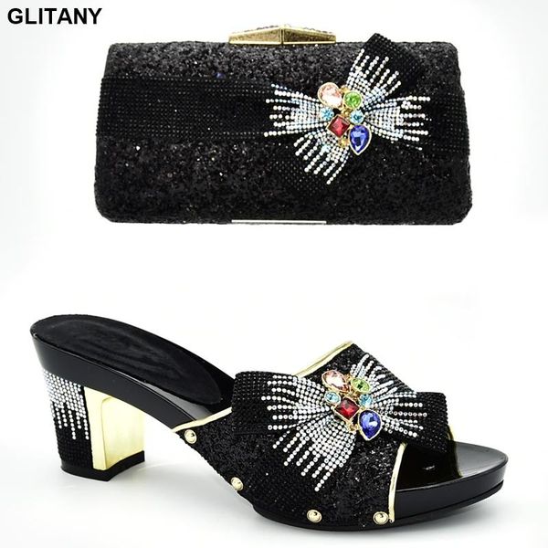 new arrival rhinestone shoe and bag set for party in women luxury women shoes nigerian party shoes with bag set high heels, Black 
new arrival rhinestone shoe and bag set for party in women luxury women shoes nigerian party shoes with bag set high heels, Black