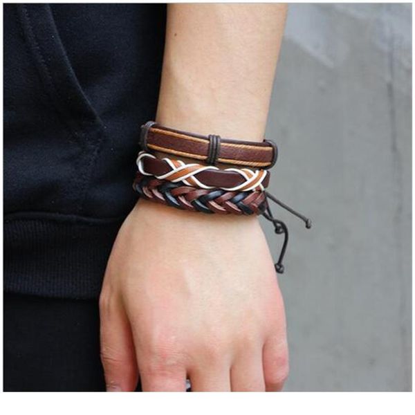 6pcs/set fashion leather bracelet for men brown braid multilayer rope bracelets & bangles male pulseira masculina sqcnpx, Golden;silver
6pcs/set fashion leather bracelet for men brown braid multilayer rope bracelets & bangles male pulseira masculina sqcnpx, Golden;silver