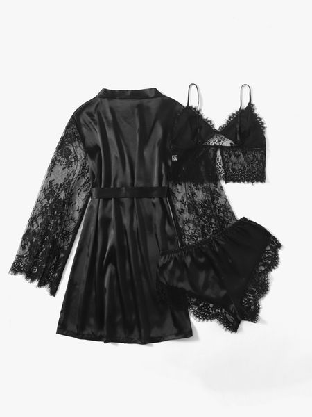 silk satin sleepwear bathrobe sets spring erotic nightdress lingerie shorts pyjamas suits babydolls womens night robe, Black;white
silk satin sleepwear bathrobe sets spring erotic nightdress lingerie shorts pyjamas suits babydolls womens night robe, Black;white