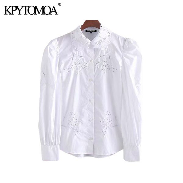 kpytomoa women fashion cutwork embroidery button-up blouses vintage lapel collar long puff sleeve female shirts blusas chic 201125, White
kpytomoa women fashion cutwork embroidery button-up blouses vintage lapel collar long puff sleeve female shirts blusas chic 201125, White