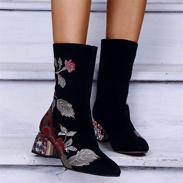 2021 new autumn soft-calf woman's glass high heels boots embroidered zip women's shoes more size 35-43 26rt, Black
2021 new autumn soft-calf woman's glass high heels boots embroidered zip women's shoes more size 35-43 26rt, Black