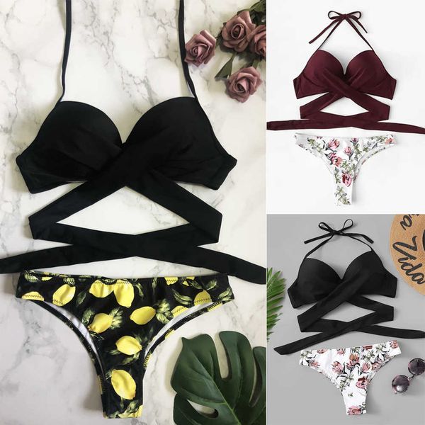 2019 new style fashion women's bikini set push-up padded swimwear bandage print bathing, White;black
2019 new style fashion women's bikini set push-up padded swimwear bandage print bathing, White;black