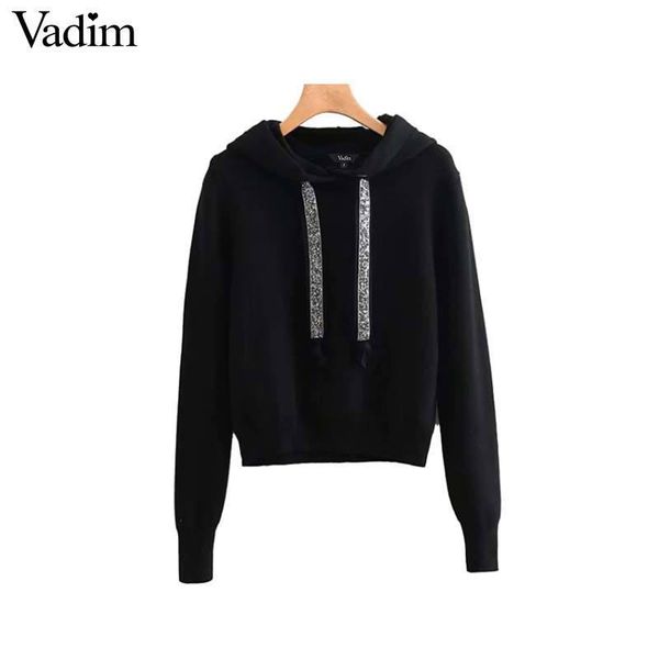 vadim women faux diamonds beading hooded knitted sweater long sleeve stretchy solid pullovers female casual chic ha240 t200101, White;black
vadim women faux diamonds beading hooded knitted sweater long sleeve stretchy solid pullovers female casual chic ha240 t200101, White;black