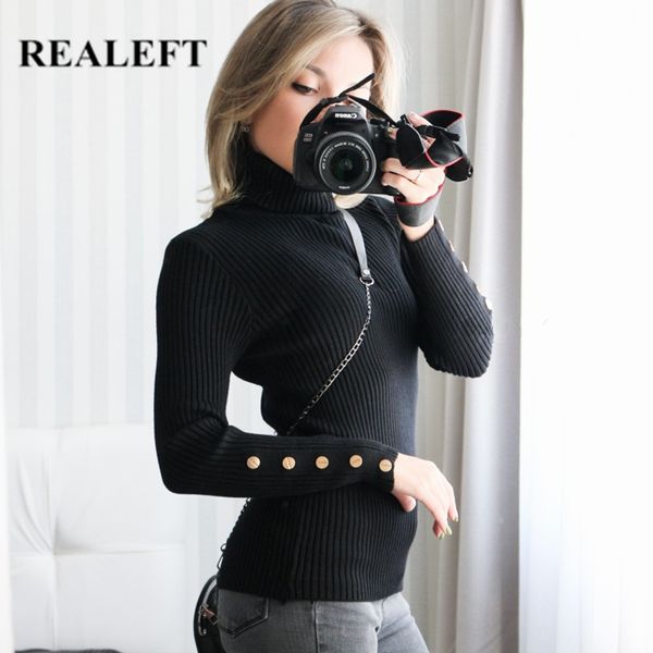 realeft autumn winter thick turtleneck pullovers slim sweaters new button long sleeve korean style tight sweater female 201120, White;black
realeft autumn winter thick turtleneck pullovers slim sweaters new button long sleeve korean style tight sweater female 201120, White;black