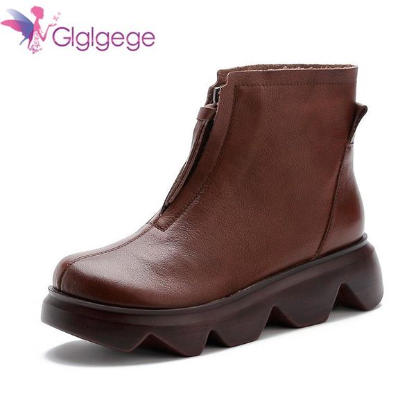 glglgege 2020 autumn new leather ladies round head booties muffin bottom slope with platform waterproof platform women's boots, Black
glglgege 2020 autumn new leather ladies round head booties muffin bottom slope with platform waterproof platform women's boots, Black
