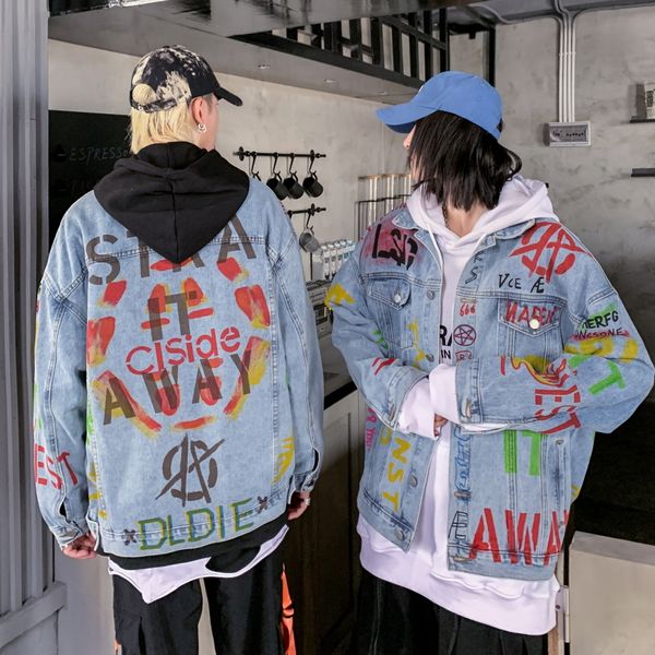 2020 letter jacket graffiti men streetwear hip punk rock fashion from vintage washed moto pants cowboy jeans coats 63hz, Black;brown
2020 letter jacket graffiti men streetwear hip punk rock fashion from vintage washed moto pants cowboy jeans coats 63hz, Black;brown