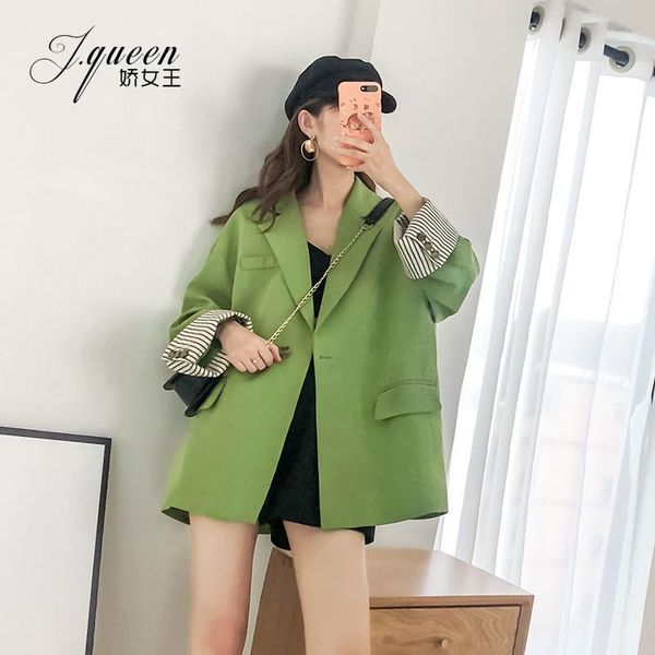 women's suits & blazers stripe korean ladies blazer loose solid green simple suit jacket casual chamarras mujer stylish party women mm6, White;black
women's suits & blazers stripe korean ladies blazer loose solid green simple suit jacket casual chamarras mujer stylish party women mm6, White;black