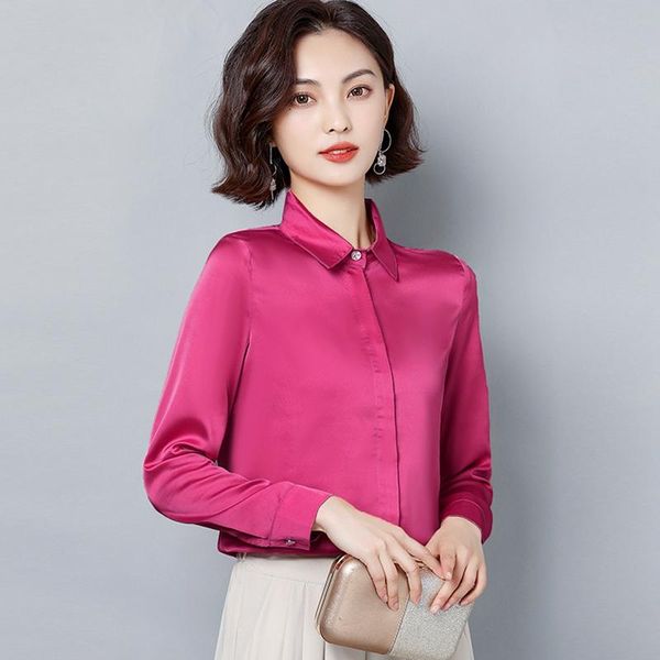 women's blouses & shirts spring autumn women satin silk shirt blouse long sleeve female elegant office ladies basic work, White
women's blouses & shirts spring autumn women satin silk shirt blouse long sleeve female elegant office ladies basic work, White