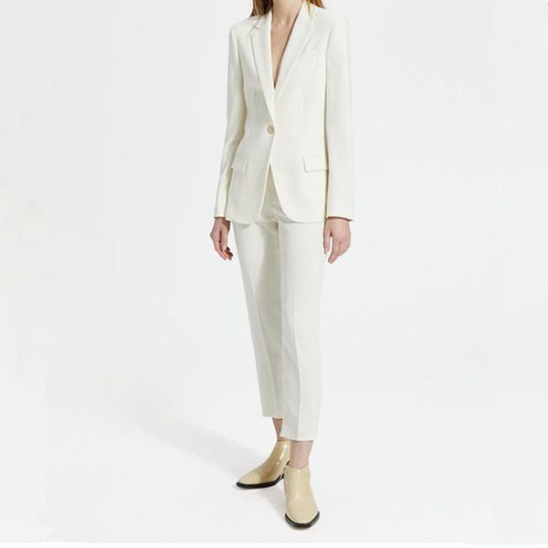 women's suit ladies fashion casual suit two-piece (jacket + pants) ladies slim single button professional wear custom1, White
women's suit ladies fashion casual suit two-piece (jacket + pants) ladies slim single button professional wear custom1, White