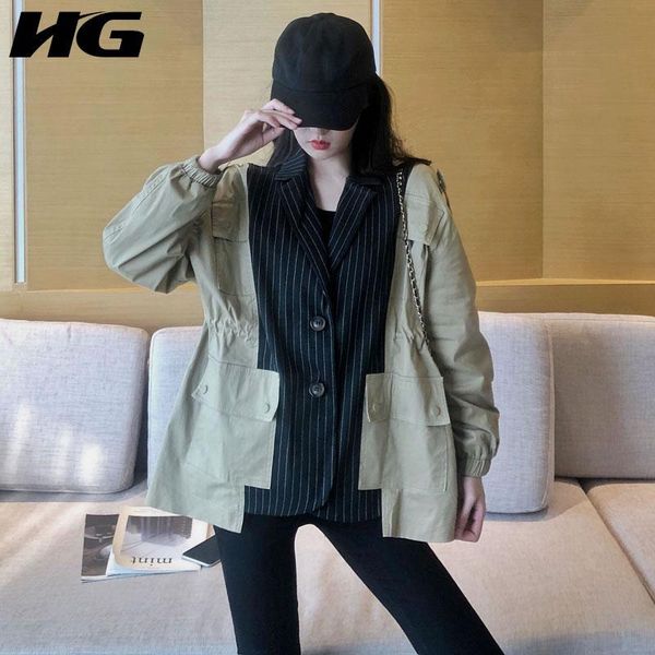 hg personality paneled striped coat suit collar fashion coats and jackets women trend women clothes 2020 spring wild xj4152, Black;brown
hg personality paneled striped coat suit collar fashion coats and jackets women trend women clothes 2020 spring wild xj4152, Black;brown