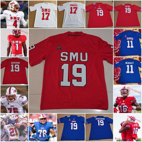 Custom Smu Mustangs Football Jersey Eric Dickerson Doak Walker Courtland Sutton Cole Beasley Kenneth Acker Paul Page Smu Mustangs Jersey