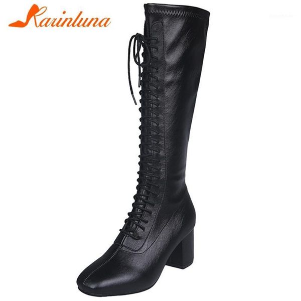boots karin 2021 brand shoelaces chunky heels square toe elegant office lady winter shoes women1, Black
boots karin 2021 brand shoelaces chunky heels square toe elegant office lady winter shoes women1, Black