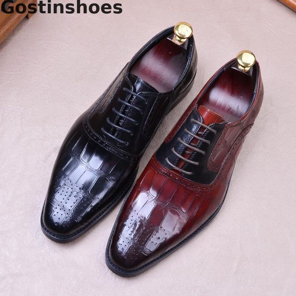 crocodile printed genuine leather mens shoes black wine red lace-up oxfords leather shoes for men pointed office wedding
crocodile printed genuine leather mens shoes black wine red lace-up oxfords leather shoes for men pointed office wedding
