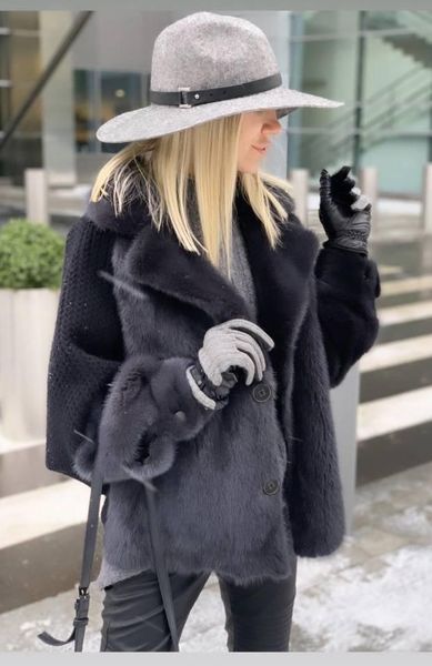 women's fur & faux real womens jacket coat with wool designer cuffs suit casual short 2021 fashion coats outwear luxurious, Black
women's fur & faux real womens jacket coat with wool designer cuffs suit casual short 2021 fashion coats outwear luxurious, Black
