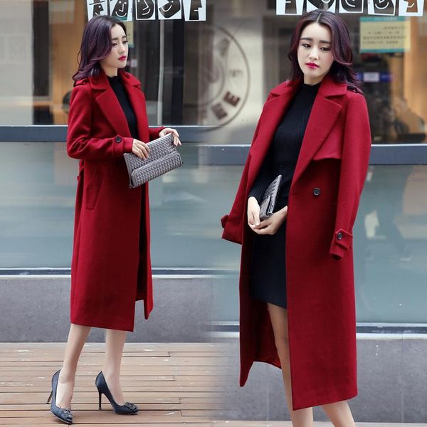 women's wool & blends women long coat autumn winter outfit korean fashion woolen cloth cape coats overwear with belt pocket slim top, Black
women's wool & blends women long coat autumn winter outfit korean fashion woolen cloth cape coats overwear with belt pocket slim top, Black