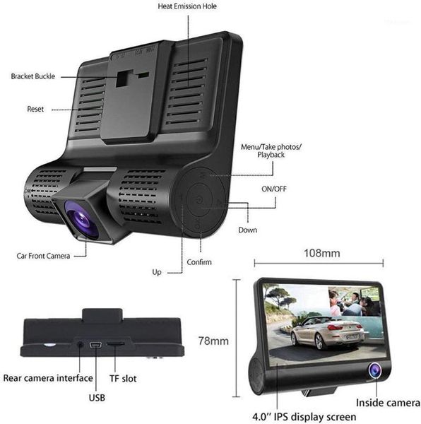 camcorders hbuds 4'' 1080p 3 lens car dvr dash cam vehicle video recorder rearview camera1
camcorders hbuds 4'' 1080p 3 lens car dvr dash cam vehicle video recorder rearview camera1