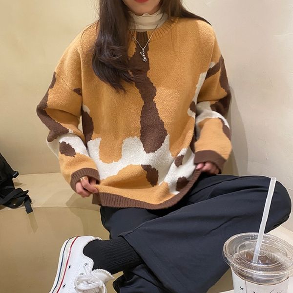 2021 New Autumn winter Korean style loose knitted sweaters women cow-colored culverts blouses and pullovers (f1457 4BTW, White;black
2021 New Autumn winter Korean style loose knitted sweaters women cow-colored culverts blouses and pullovers (f1457 4BTW, White;black