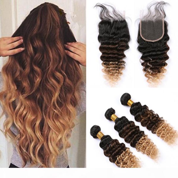 #1b 4 27 honey blonde ombre malaysian virgin hair weaves with closure deep wave three tone ombre human hair 3bundles with lace closure, Black;brown
#1b 4 27 honey blonde ombre malaysian virgin hair weaves with closure deep wave three tone ombre human hair 3bundles with lace closure, Black;brown
