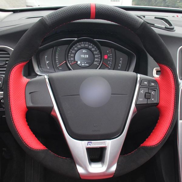 diy hand sewing natural leather black suede red marker car steering wheel cover for volvo s60 v40 v60 v70 2014 xc60
diy hand sewing natural leather black suede red marker car steering wheel cover for volvo s60 v40 v60 v70 2014 xc60
