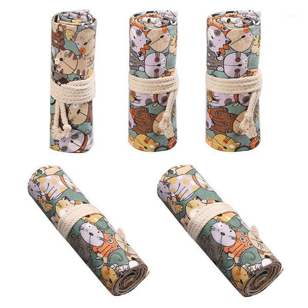 cartoon cat 12/24/36/48/72 holes canvas roll pen curtain pencil bag case makeup1 bags
cartoon cat 12/24/36/48/72 holes canvas roll pen curtain pencil bag case makeup1 bags