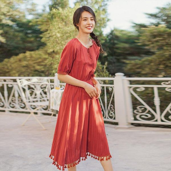 2021 summer new arrival literary lace up round collar nipped waist tassels hemline pure color dress drop shipping, Black;gray
2021 summer new arrival literary lace up round collar nipped waist tassels hemline pure color dress drop shipping, Black;gray