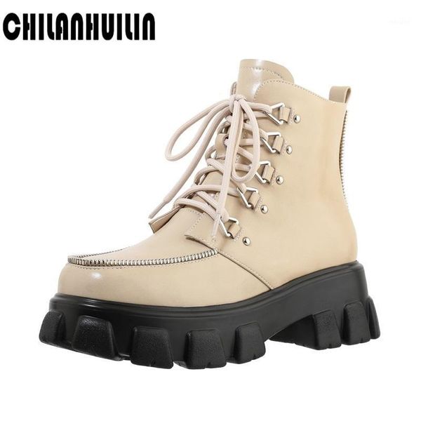 boots thck bottom high heels ankle women block heel round toe genuine leather platform cross tie punk riding woman1, Black
boots thck bottom high heels ankle women block heel round toe genuine leather platform cross tie punk riding woman1, Black