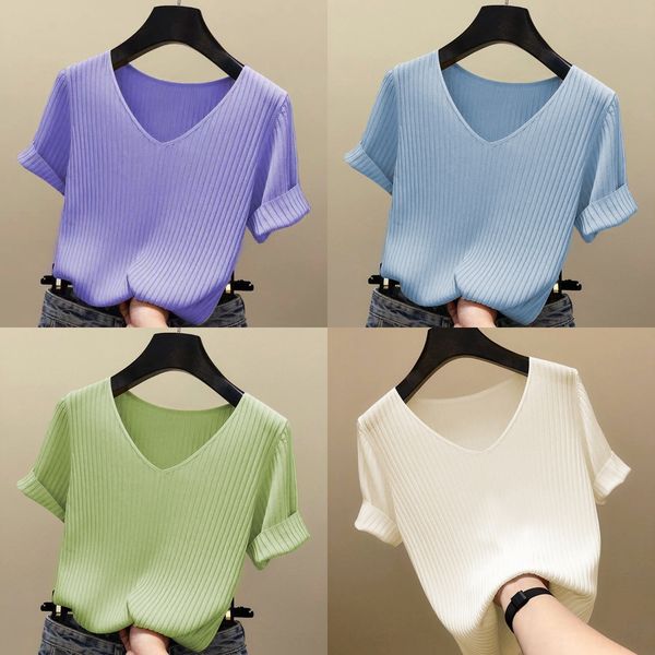 new summer knitwear t- knitted shirt autumn 2020 knitwear loose v-neck t-shirt short sleeve women's ins fashion thin b8mc1, White;black
new summer knitwear t- knitted shirt autumn 2020 knitwear loose v-neck t-shirt short sleeve women's ins fashion thin b8mc1, White;black