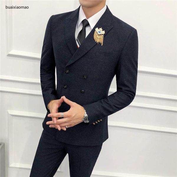 men's suits & blazers ( jacket + pants ) high-end brand fashion double-breasted solid color mens casual suit groom wedding dress formal, White;black
men's suits & blazers ( jacket + pants ) high-end brand fashion double-breasted solid color mens casual suit groom wedding dress formal, White;black