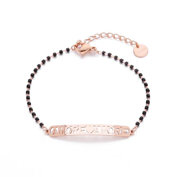 black beaded chain bracelet rose rose color amore letters stainless steel chain heart charm bracelets for friends new gifts, Golden;silver
black beaded chain bracelet rose rose color amore letters stainless steel chain heart charm bracelets for friends new gifts, Golden;silver
