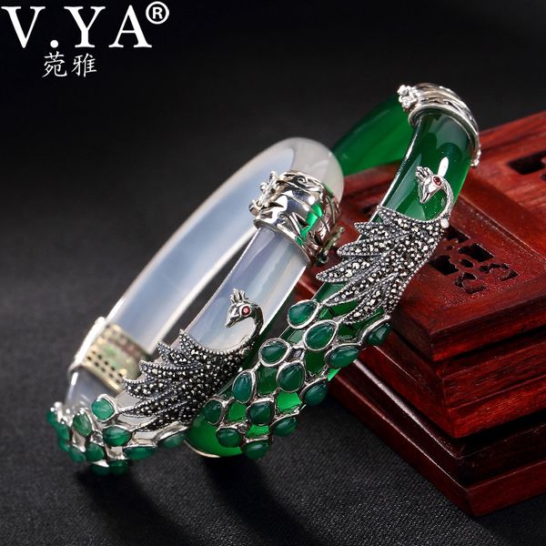 v.ya s925 sterling silver bracelet women thai silver natural stone bangle vintage peacock animal bracelet women fine jewelry 1028, Black
v.ya s925 sterling silver bracelet women thai silver natural stone bangle vintage peacock animal bracelet women fine jewelry 1028, Black