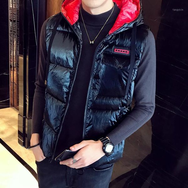 2018 autumn and winter new vest shoulder thickening short coat vest hooded stand collar down cotton stitching male1, Black;white
2018 autumn and winter new vest shoulder thickening short coat vest hooded stand collar down cotton stitching male1, Black;white