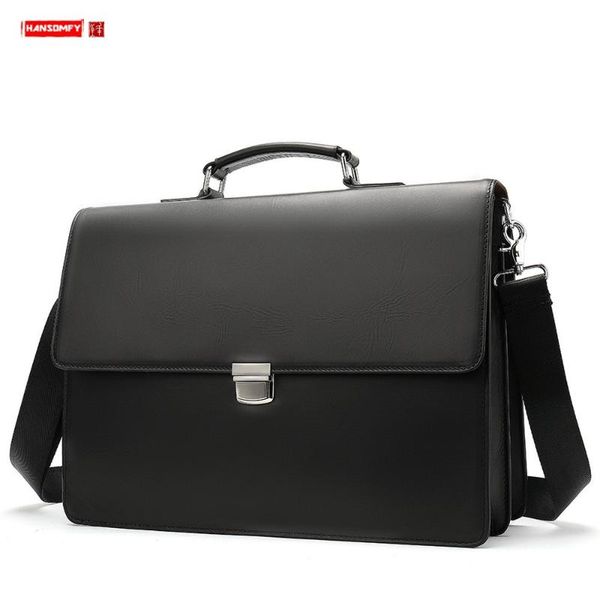 briefcases genuine leather business men briefcase men's buckle handbag 14 inch lapshoulder bag solid black travel tote bags
briefcases genuine leather business men briefcase men's buckle handbag 14 inch lapshoulder bag solid black travel tote bags
