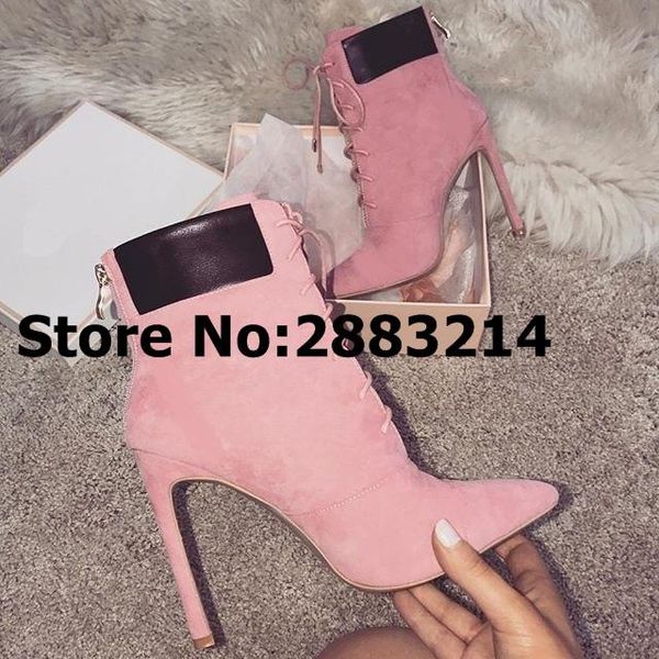 boots pink nude suede women pointed toe tie up stiletto ankle booties thin heels gladiator lady high short botas mujer, Black
boots pink nude suede women pointed toe tie up stiletto ankle booties thin heels gladiator lady high short botas mujer, Black