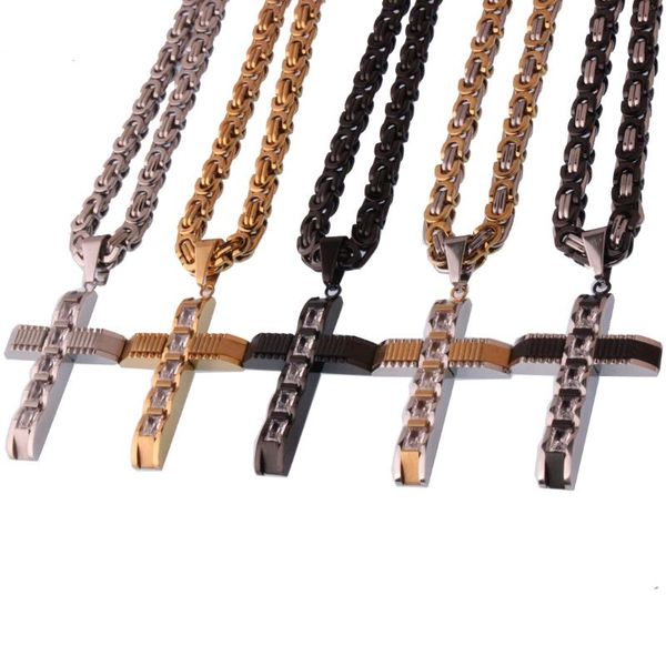 fashion hipper stainless steel christian crystal cross pendant with 6mm byzantine chain necklace men's boy's jewelry friend gift, Silver
fashion hipper stainless steel christian crystal cross pendant with 6mm byzantine chain necklace men's boy's jewelry friend gift, Silver