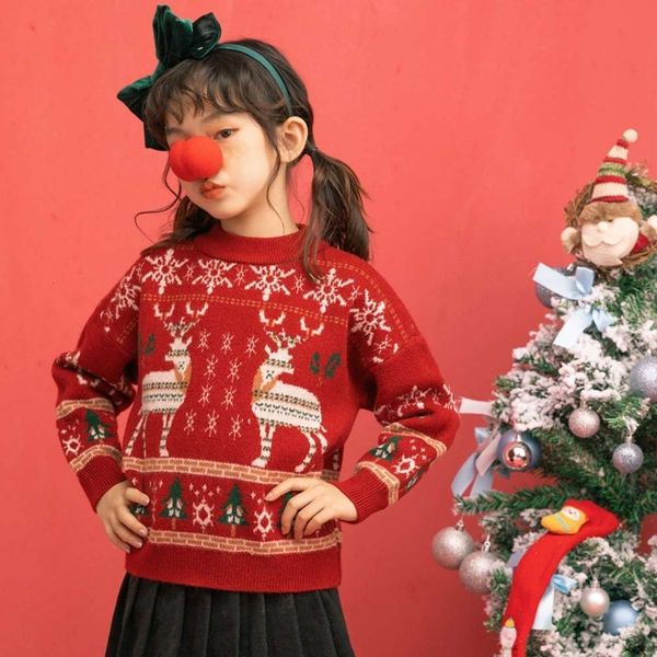 children's h8776 gift elk snowflake sweater autumn and winter girls' pullover, Blue 
children's h8776 gift elk snowflake sweater autumn and winter girls' pullover, Blue