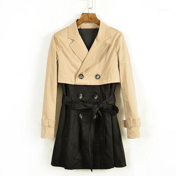 women's trench coats patchwork long double-breasted coat women plus size wide-waisted windbreaker xxxxl 4xl korean fashion 2021 spring1, Tan;black
women's trench coats patchwork long double-breasted coat women plus size wide-waisted windbreaker xxxxl 4xl korean fashion 2021 spring1, Tan;black