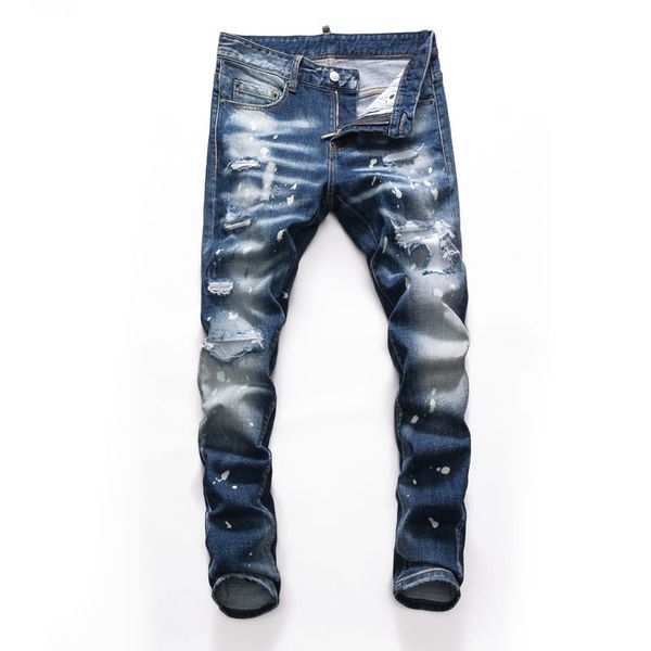 men ripped straight leg jeans fashion painted slim fit washed motocycle denim mens blue pants hip hop biker men's trousers nj8248
men ripped straight leg jeans fashion painted slim fit washed motocycle denim mens blue pants hip hop biker men's trousers nj8248
