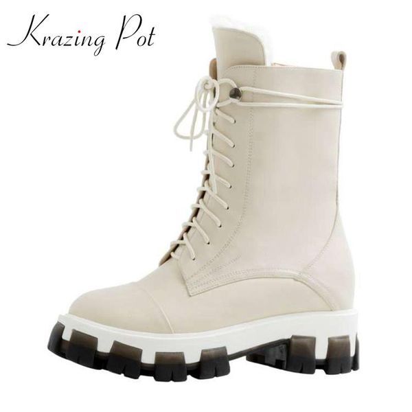 krazing pot genuine leather round toe thick bottom snow boots women keep warm riding boots cross-tied cozy mid-calf l1f1, Black
krazing pot genuine leather round toe thick bottom snow boots women keep warm riding boots cross-tied cozy mid-calf l1f1, Black