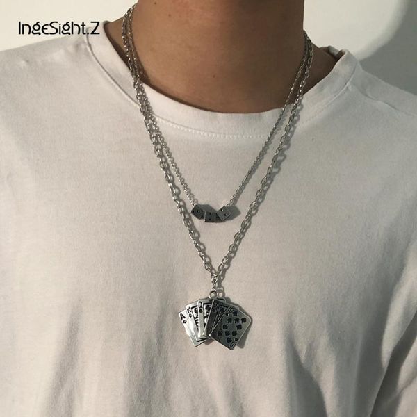 chains ingesight.z 2pcs/set harajuku punk multi layered dice choker necklace playing cards poker pendant for women men jewelry, Silver
chains ingesight.z 2pcs/set harajuku punk multi layered dice choker necklace playing cards poker pendant for women men jewelry, Silver