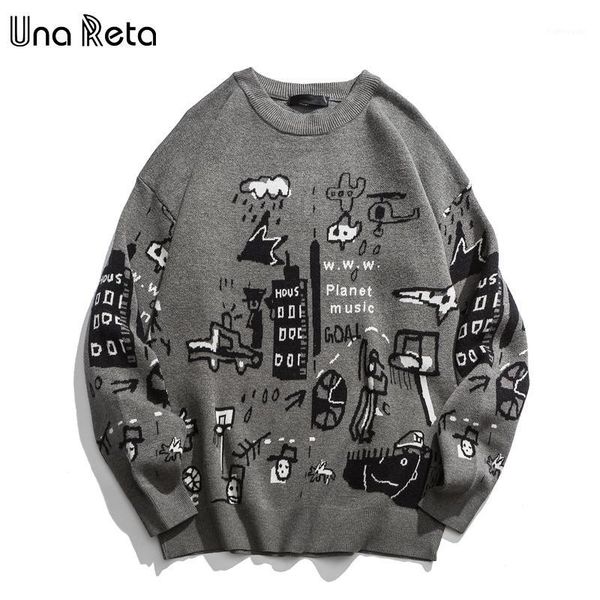 una reta men's sweater new autumn fashion print cartoon sweater pull homme casual loose vintage pullover men1, White;black
una reta men's sweater new autumn fashion print cartoon sweater pull homme casual loose vintage pullover men1, White;black