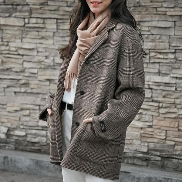 small suit jacket women's spring and autumn and winter thousand birds lattice loose long section casual thickening suit jq6381, White;black
small suit jacket women's spring and autumn and winter thousand birds lattice loose long section casual thickening suit jq6381, White;black