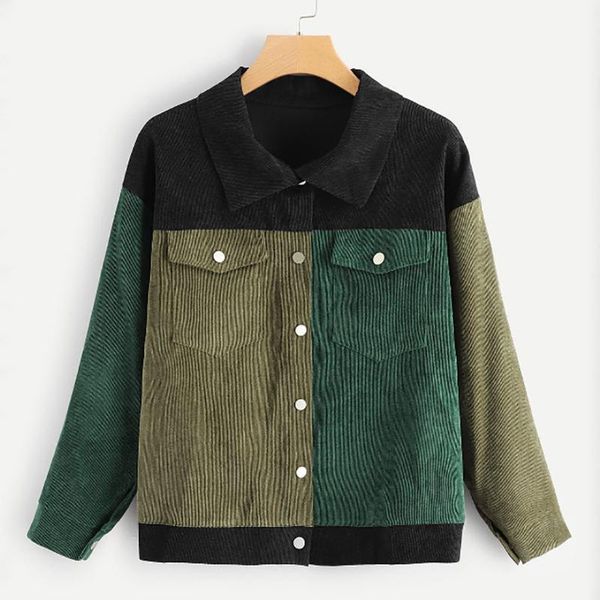 autumn winter women corduroy coats splicing button long-sleeved clothes jacket coat casual pockets campera mujer 2020, Black;brown
autumn winter women corduroy coats splicing button long-sleeved clothes jacket coat casual pockets campera mujer 2020, Black;brown