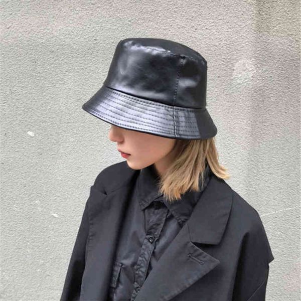 2021 new fashion women winter faux leather solid colored sun protection bucket black blue hat fisherman cap for women men gift g220311, Blue;gray
2021 new fashion women winter faux leather solid colored sun protection bucket black blue hat fisherman cap for women men gift g220311, Blue;gray