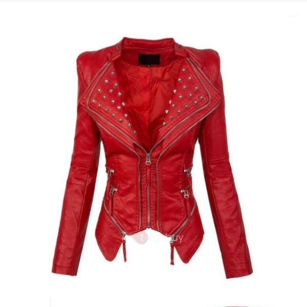new women pu jacket coat fashion rivet pu leather motorcycle coat gothic faux leather jacket outerwear r21411, Black 
new women pu jacket coat fashion rivet pu leather motorcycle coat gothic faux leather jacket outerwear r21411, Black