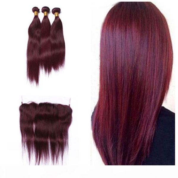 new wine red #99j hair bundles with lace frontal burgundy 13*4 ear to ear lace frontal with straight hair weaves, Black
new wine red #99j hair bundles with lace frontal burgundy 13*4 ear to ear lace frontal with straight hair weaves, Black