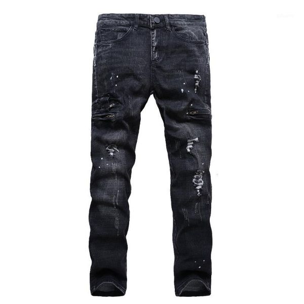 2019 spring men moto biker jeans new fashion style straight slim fit man denim pants distressed black jeans male1, Blue
2019 spring men moto biker jeans new fashion style straight slim fit man denim pants distressed black jeans male1, Blue