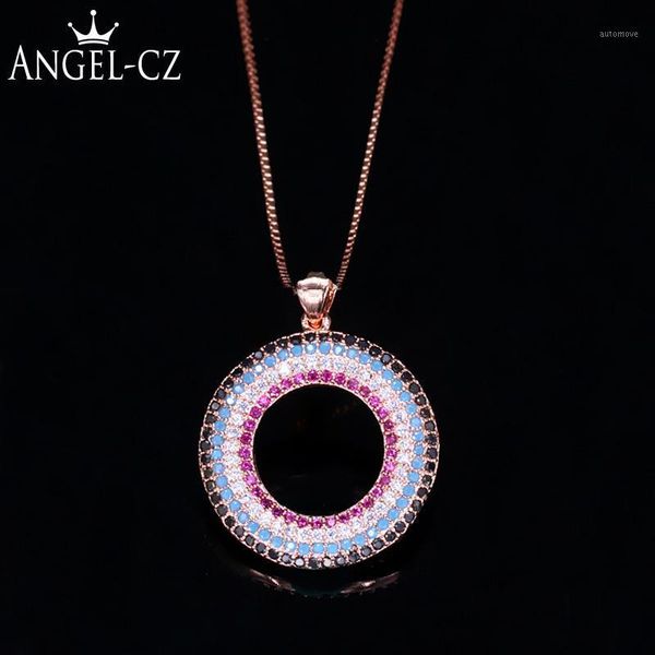 angelcz stylish colorful round pendant micro pave cz crystal jewelry with rose gold color box chain necklace for women an0101, Silver
angelcz stylish colorful round pendant micro pave cz crystal jewelry with rose gold color box chain necklace for women an0101, Silver