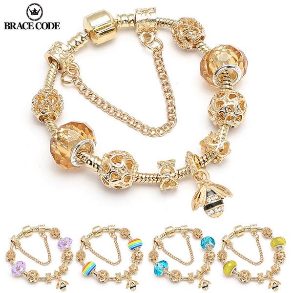 charm bracelets golden ladies bracelet with crystal heart shape and bee beading for original diy brand jewelry gifts, Golden;silver
charm bracelets golden ladies bracelet with crystal heart shape and bee beading for original diy brand jewelry gifts, Golden;silver