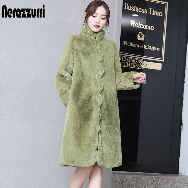 nerazzurri winter colored faux fur coat women scallop trim army green black fluffy jacket warm plus size furry fake fur jacket 201110
nerazzurri winter colored faux fur coat women scallop trim army green black fluffy jacket warm plus size furry fake fur jacket 201110